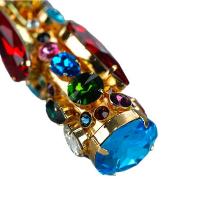 Handmade Italian Umbrella – Limited Edition Black Jaquard Rain Umbrella with Crystal Handle