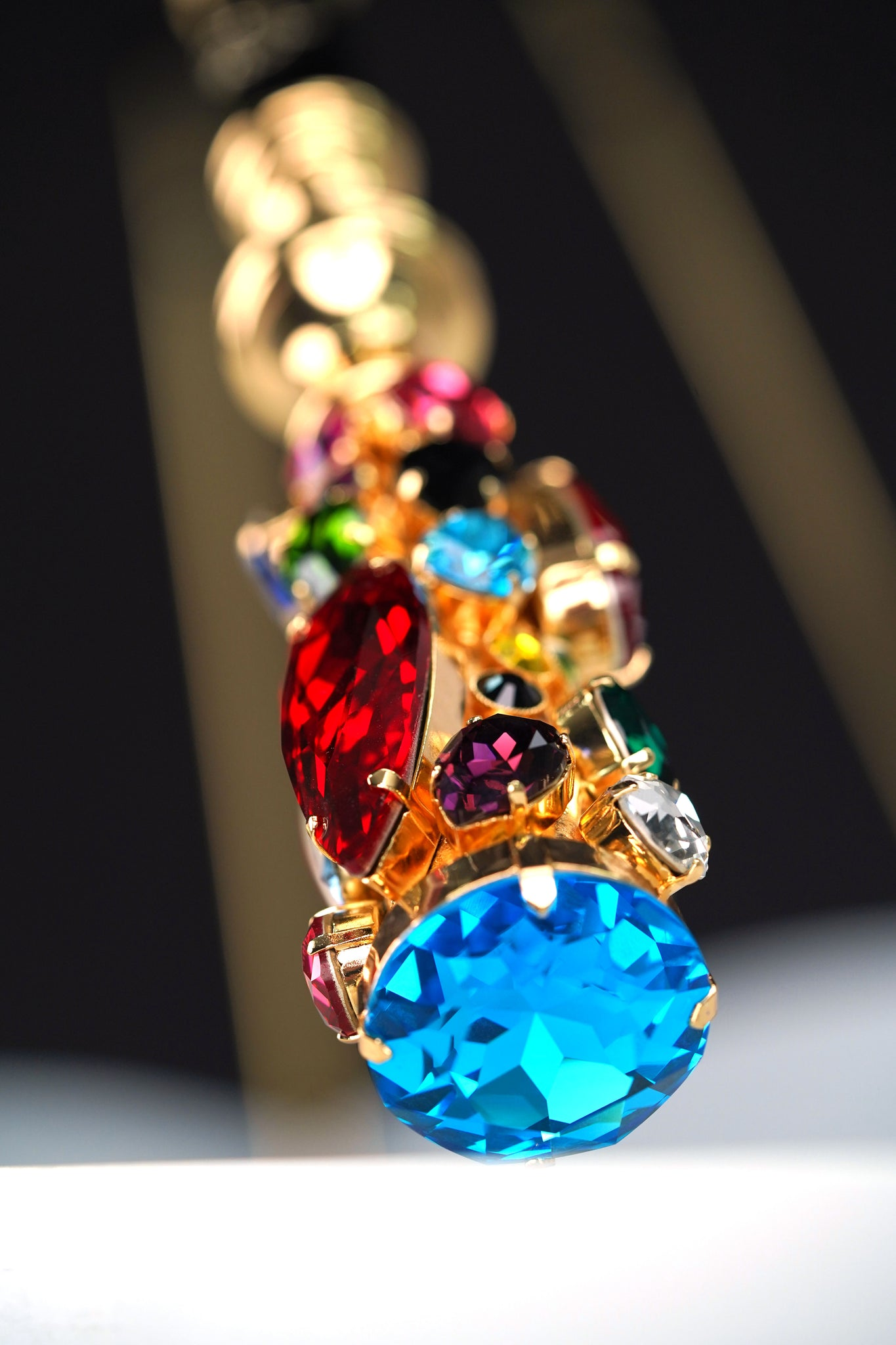 Handmade Italian Umbrella – Limited Edition Black Jaquard Rain Umbrella with Crystal Handle