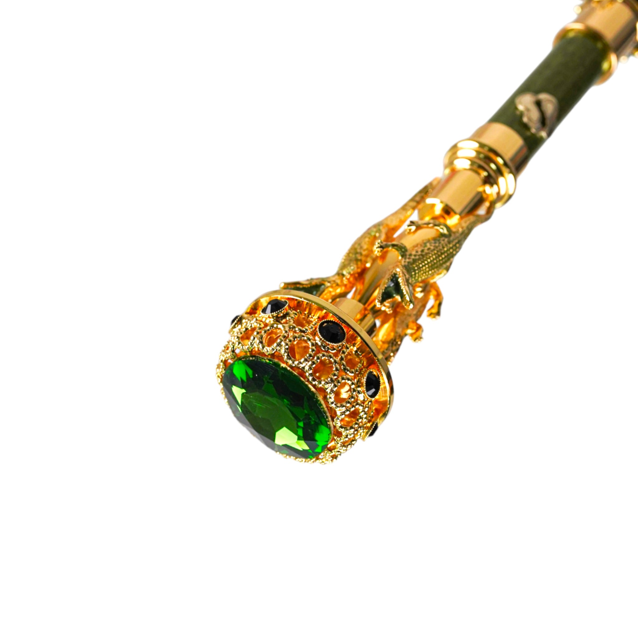 Luxury Green Umbrella – Handmade Italian Dark Green Men’s Rain Umbrella with 24K Gold Handle