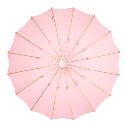 Pink Designer Umbrella – Luxury Handmade Italian Rain Umbrella with Gold-Plated Handle