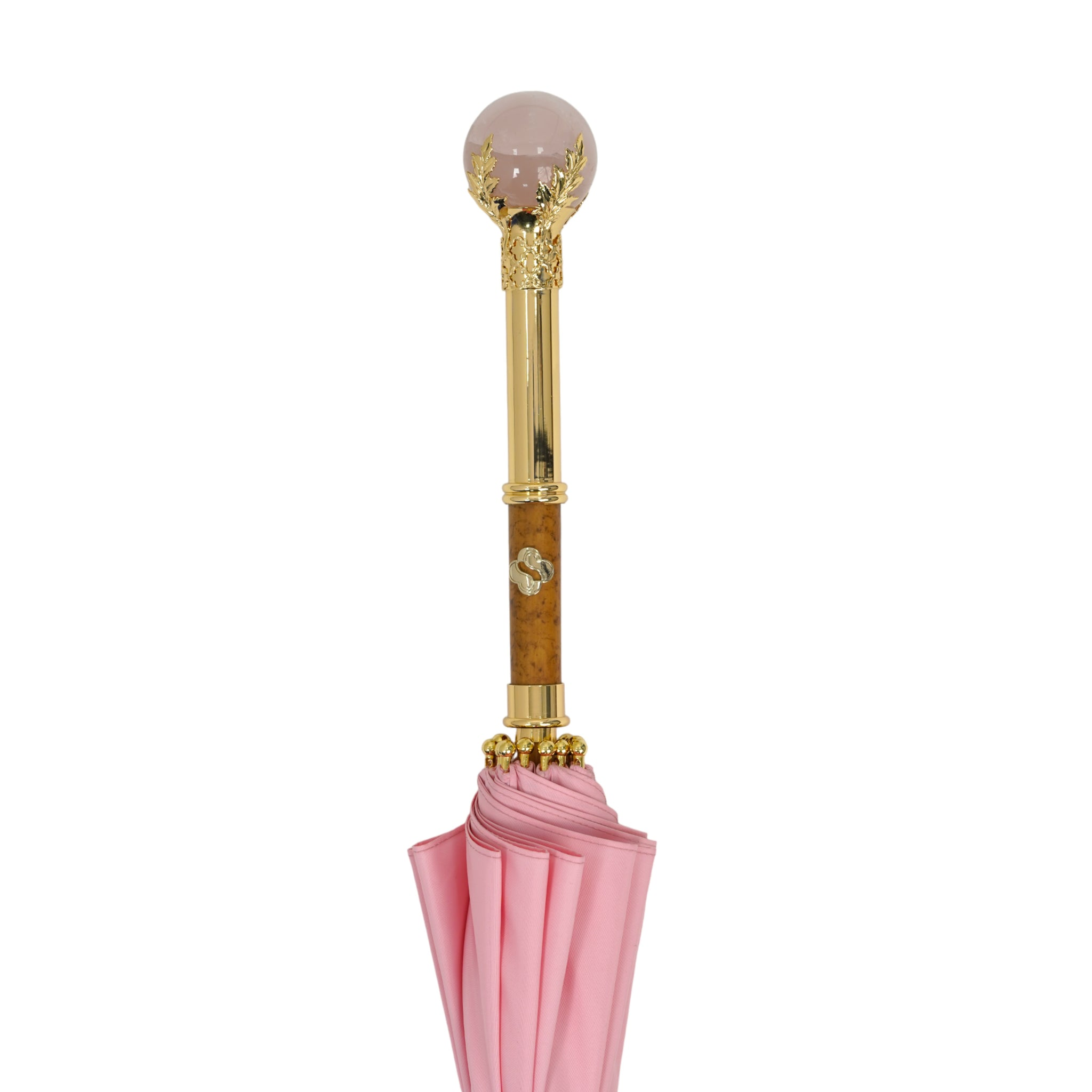 Pink Luxury Umbrella – Limited Edition 24K Gold Handle With Genuine Quartz Stone