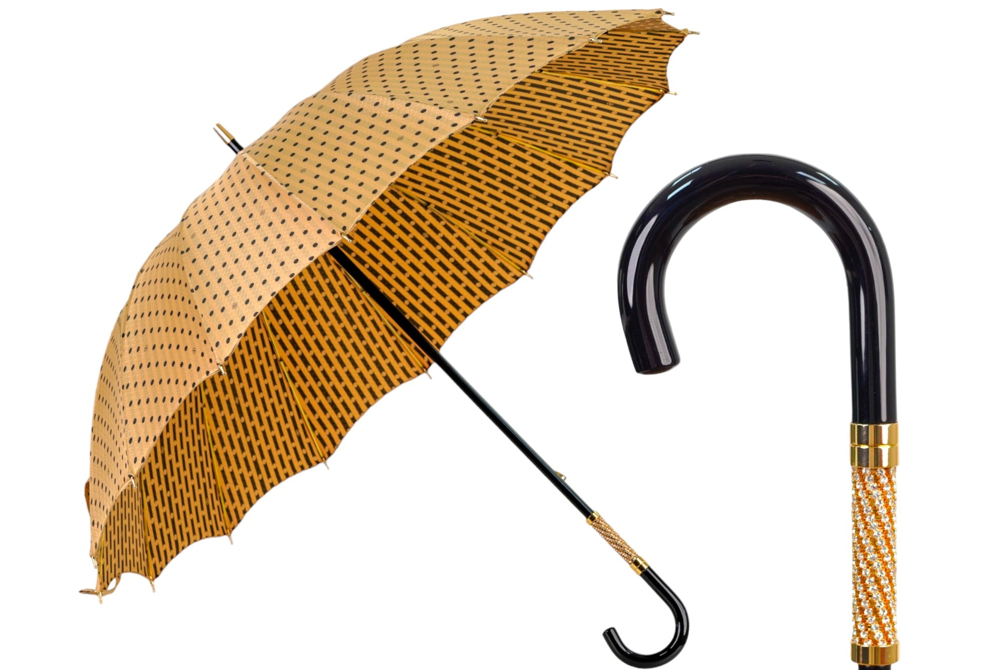 Jacquard Polka Dot Umbrella – Limited Edition Handmade Italian Luxury Rain Gear