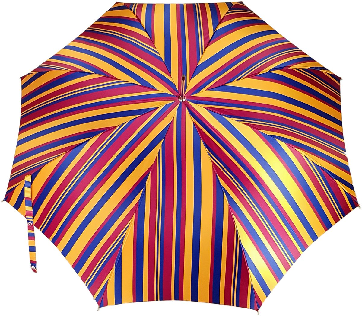 Ilmarchesato gentleman's striped umbrella featuring a distinctive whangee handle, elegantly designed for men.