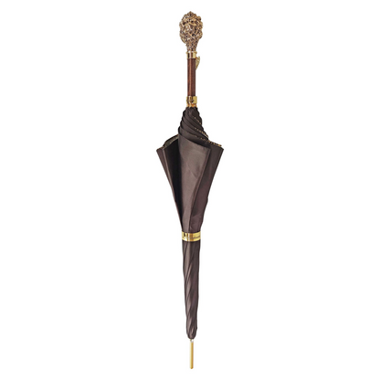 Elegant men's umbrella from Ilmarchesato's Lion Collection with a 24K gold-plated handle, featuring a sophisticated design and durable canopy.