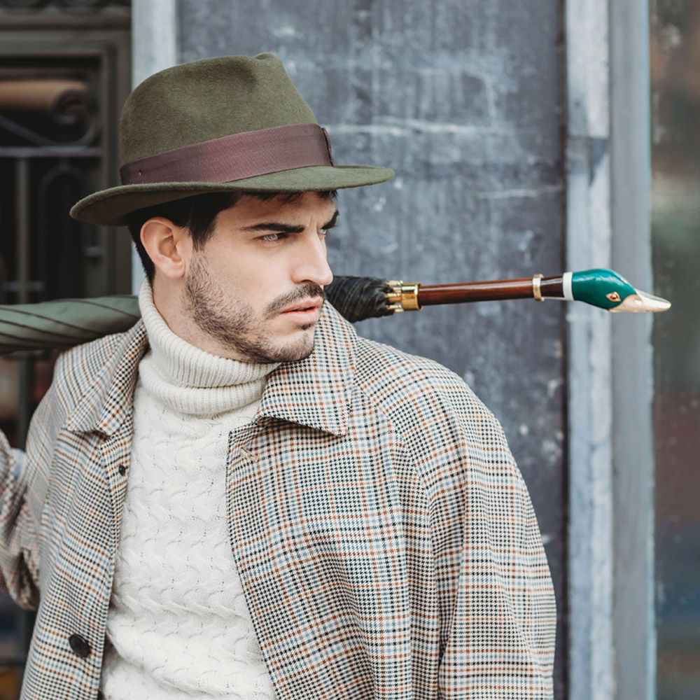 Handmade Italian Umbrella – Luxury Rain Umbrella with Enameled Brass Handle