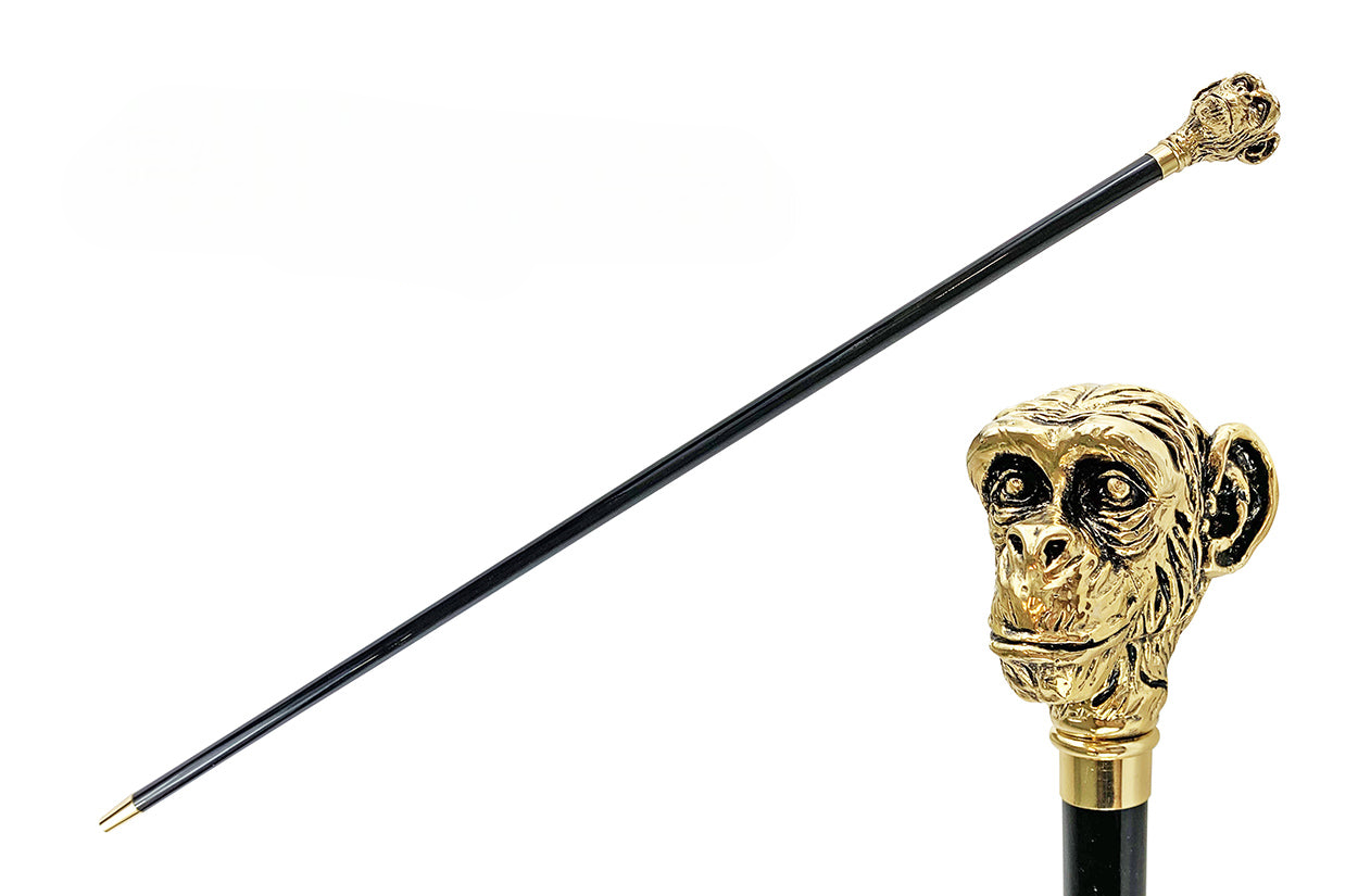 Gold Plated Walking Stick – Handcrafted Italian Cane With 24K Gold Handle