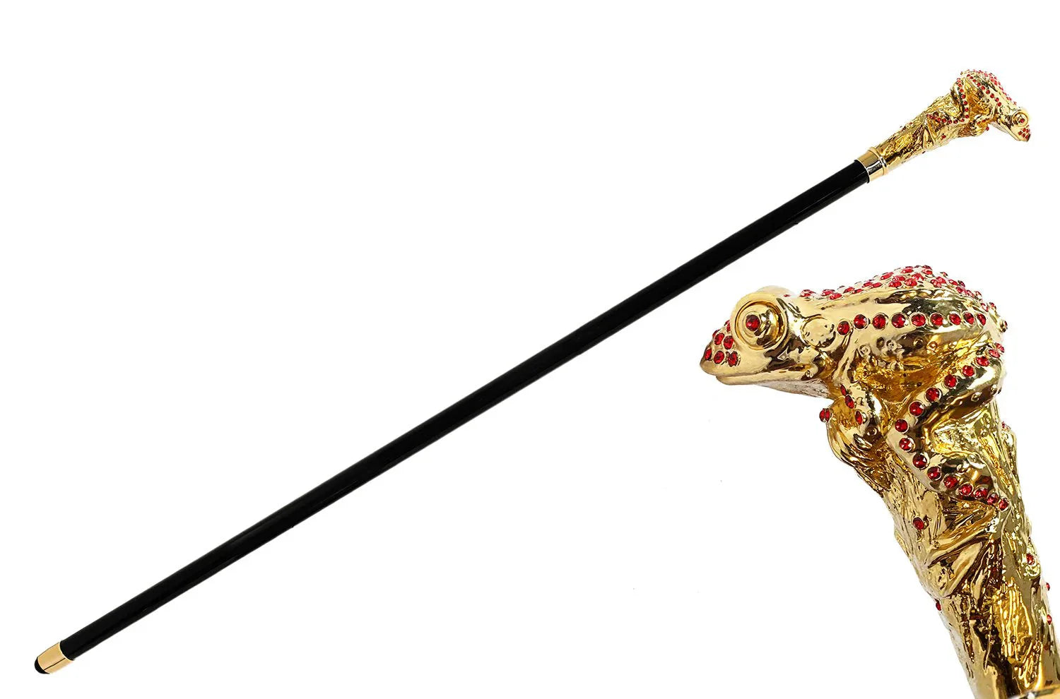 Luxury Gold Walking Cane – 24K Gold-Plated Frog Handle with Swarovski Crystals