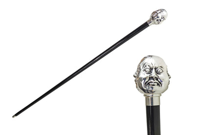 Luxury Walking Cane – Silver-Plated 925 Handle | Black Beech Wood Shaft, Gift For Him