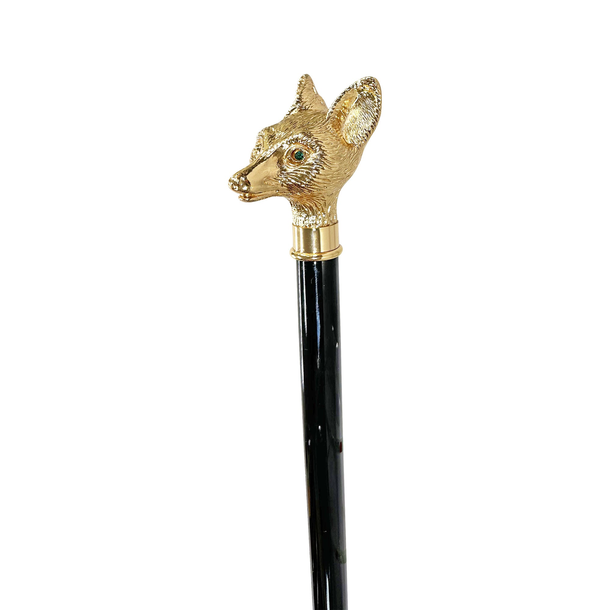Handmade Fox Walking Stick – Luxury Italian Cane with Gold Plated Handle