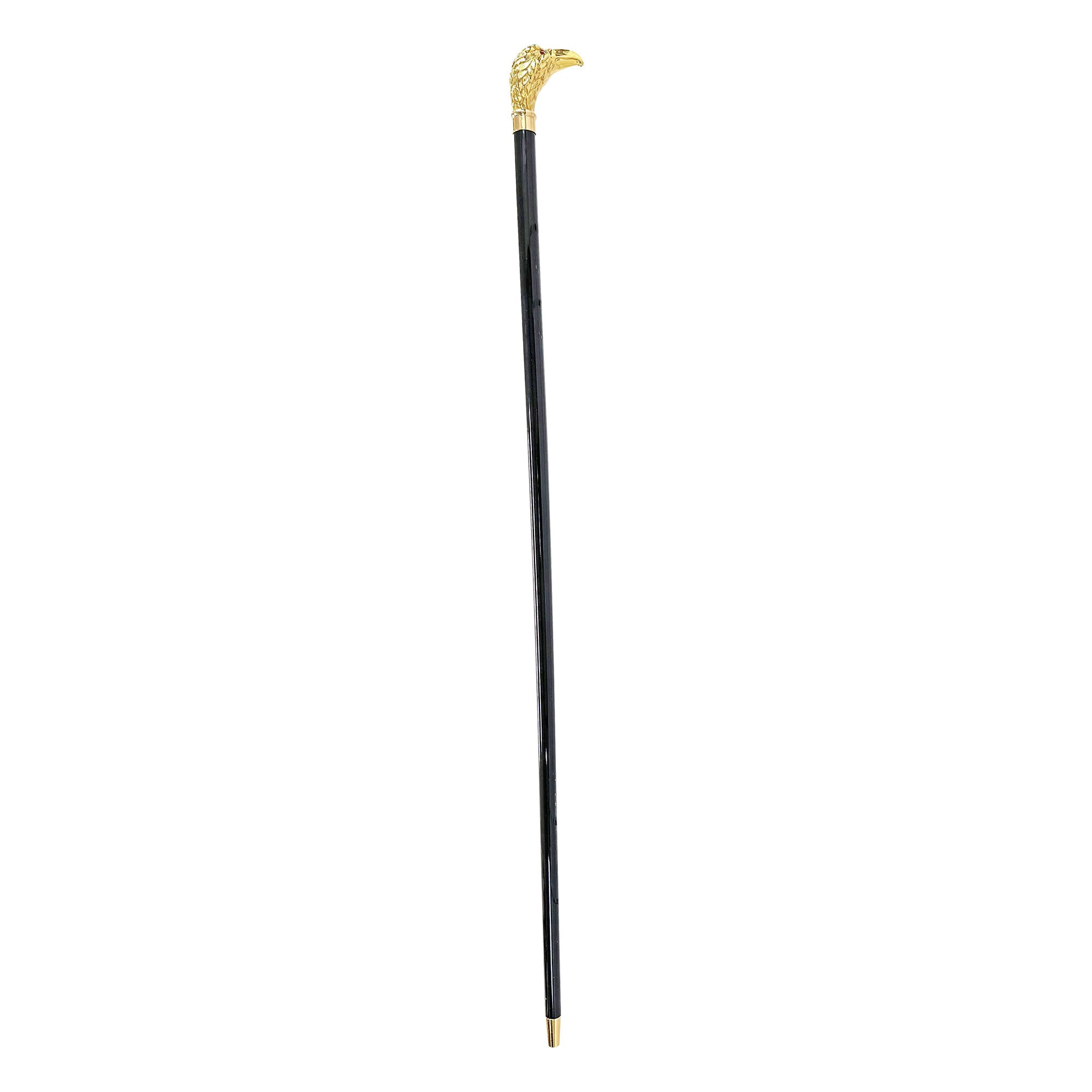 Luxury Walking Stick - Italian Eagle Handle with 24K Gold Plated Red Stone