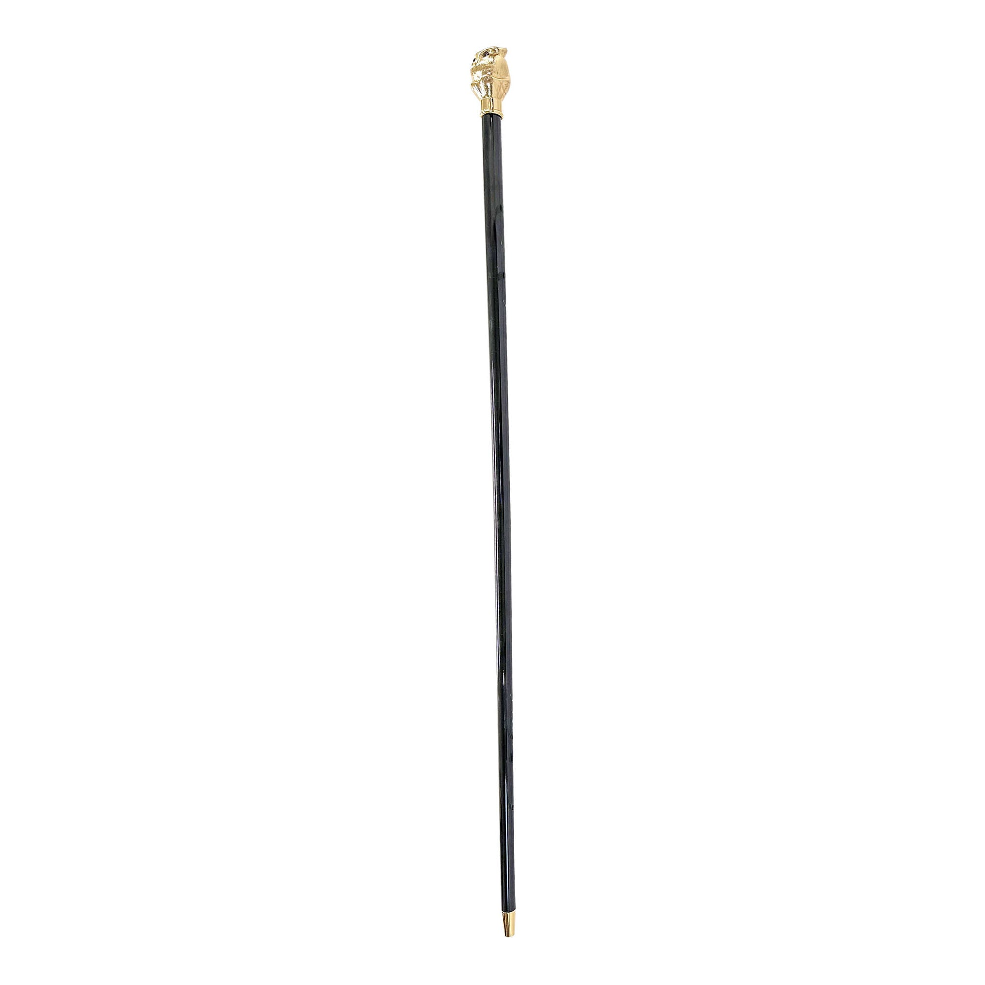 Luxury Walking Stick – Italian Handcrafted Owl Handle Cane with 24K Gold Plated Brass Tip