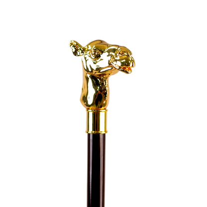 Luxury Walking Cane – Camel Handle, 24K Gold-Plated Brass, Durable Beech Wood Shaft