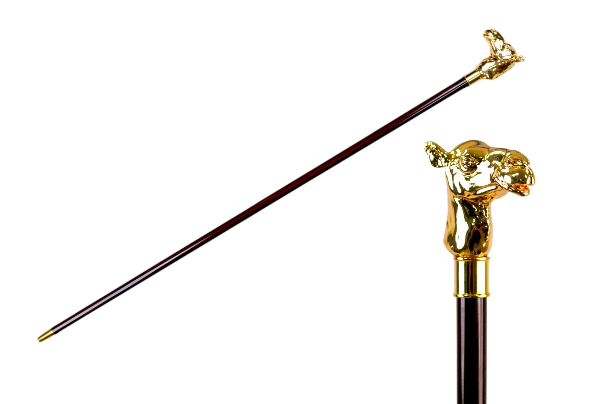 Italian Walking Stick – Luxury Beechwood Cane with 24K Gold-Plated Camel Handle