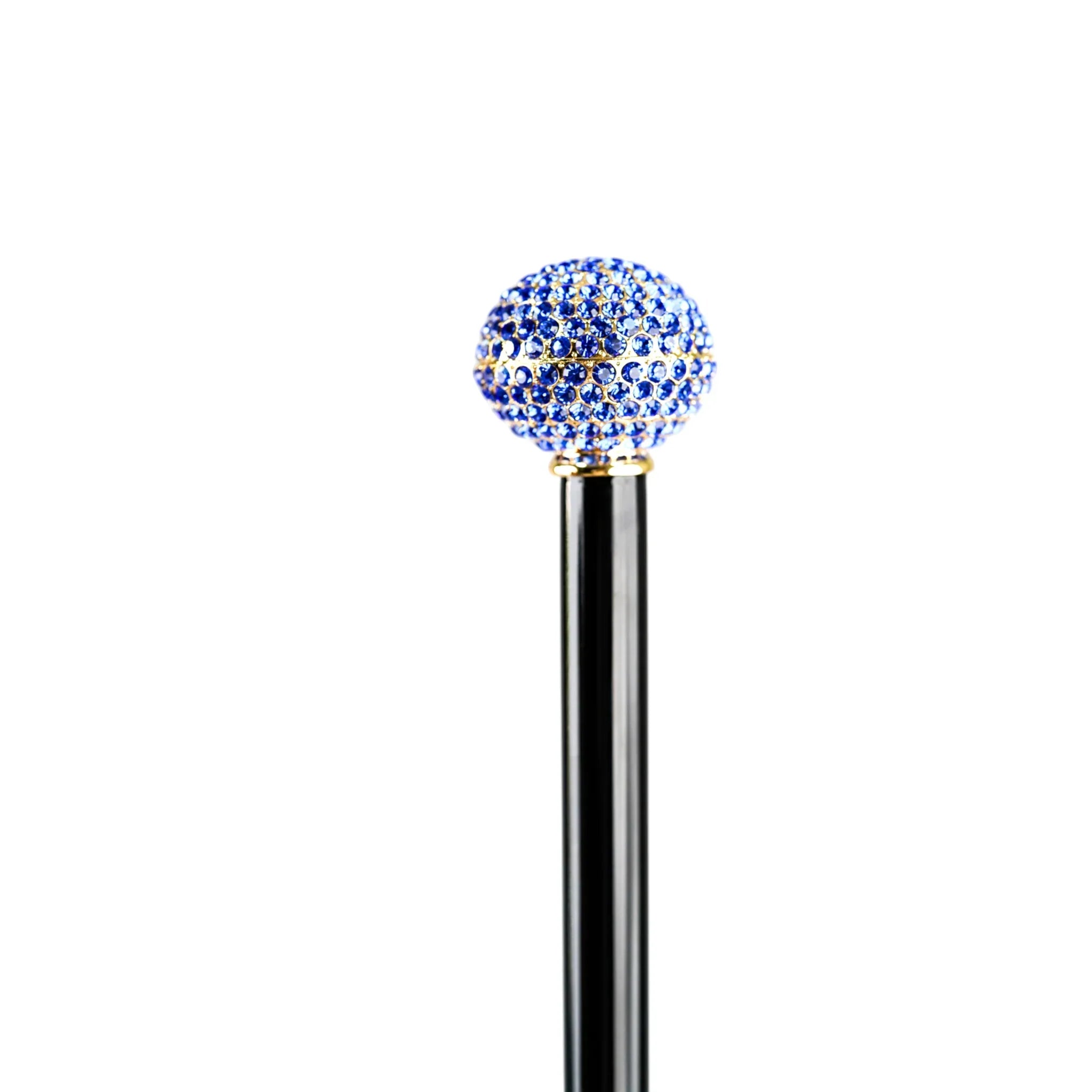 Luxury Walking Cane – 24K Gold Handle with Sapphire Crystals | Collectible Cane
