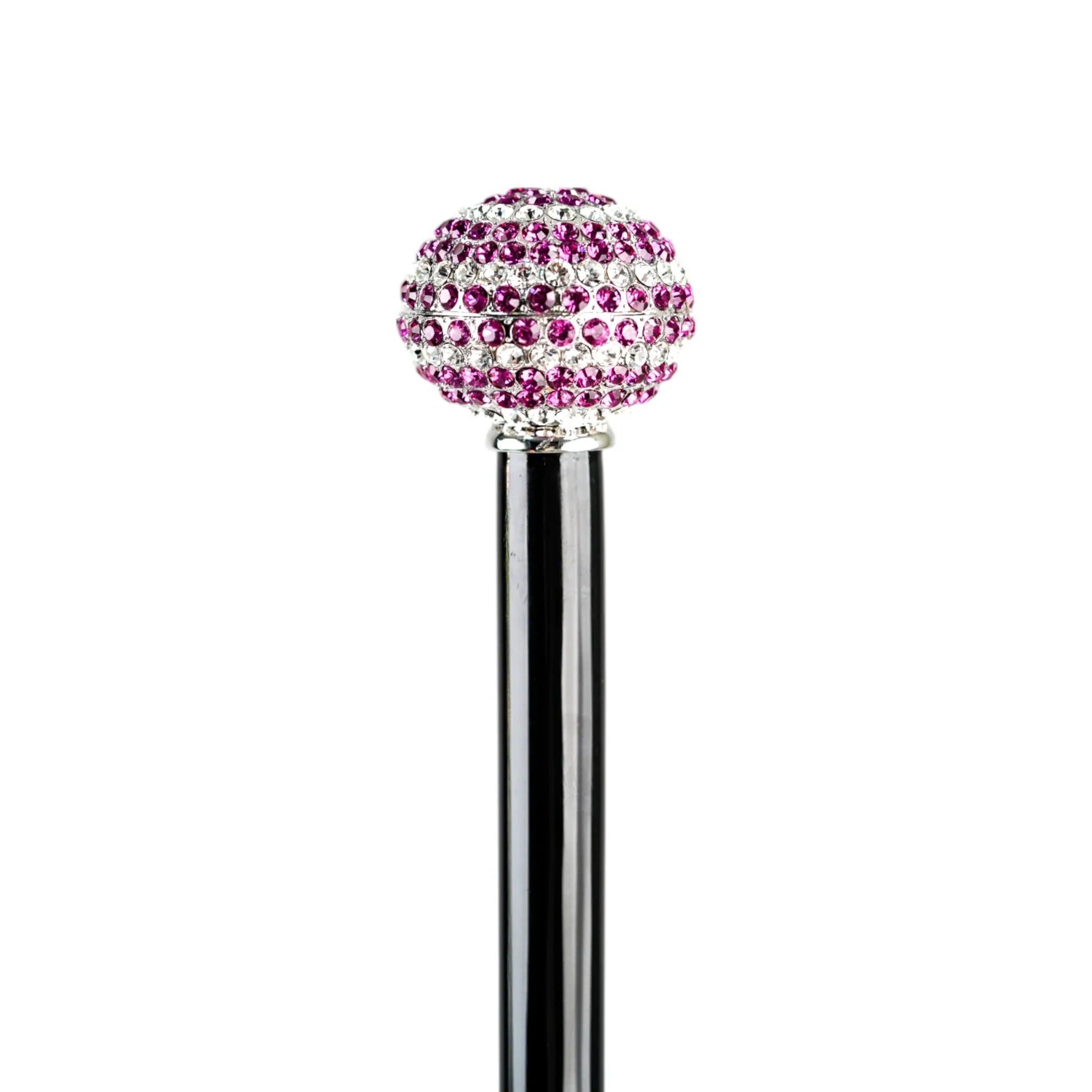 Spiral Walking Cane – Silver Plated 925 Handle with Crystals | Luxury Gift