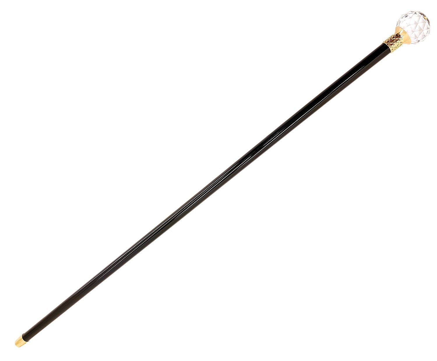 Luxury Black Cane - Handmade Italian Walking Stick with Swarovski Crystal Ball Handle
