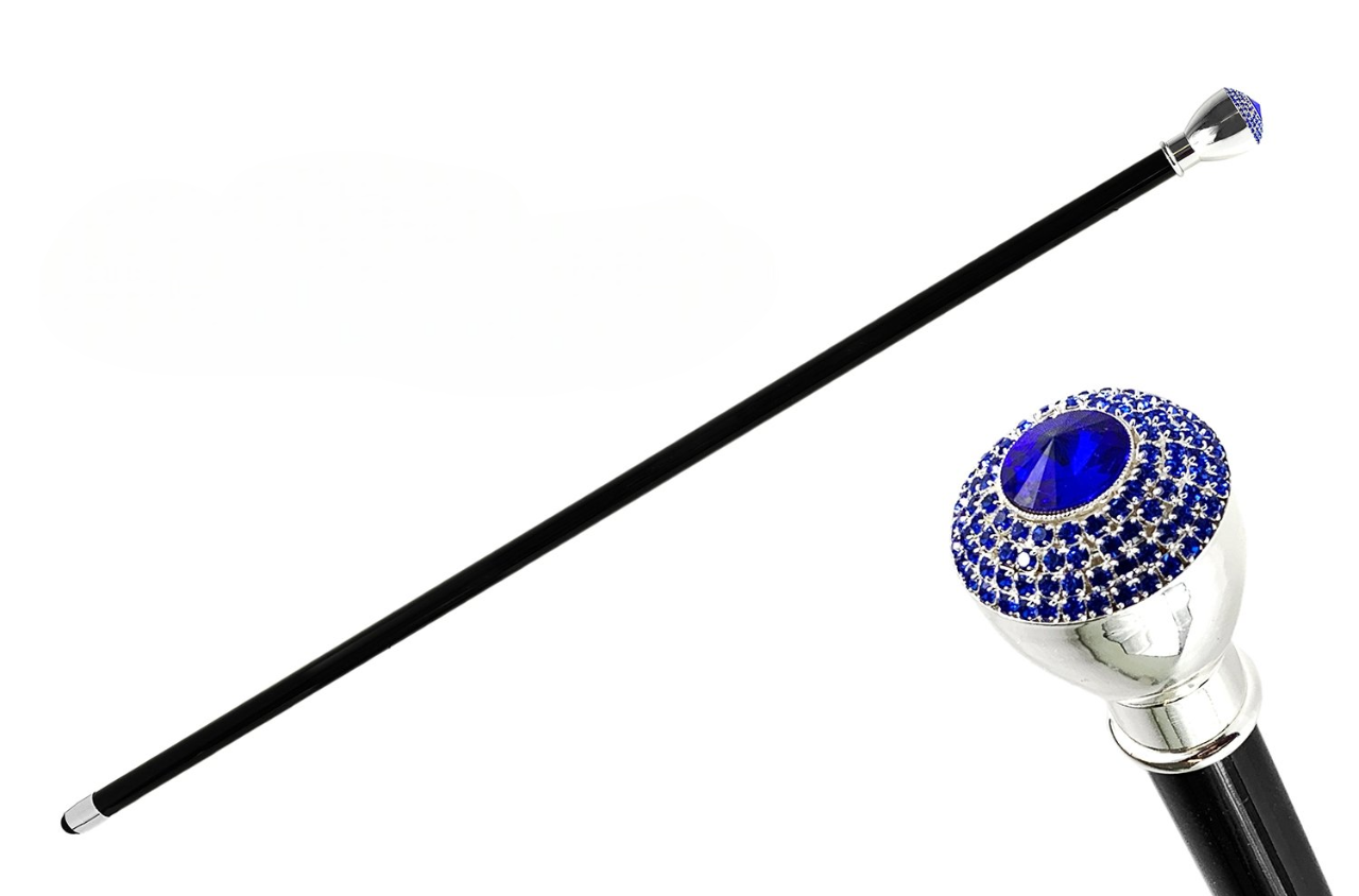 Walking Stick Sapphire – Elegant Handmade Italian Cane with Silver Knob