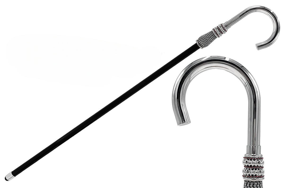 Luxury Walking Stick – Handmade Italian Cane With Silver-Plated Handle & Swarovski