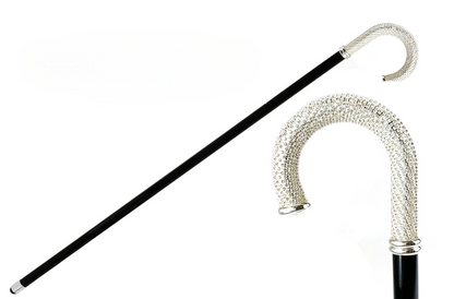 Silver Plated Walking Stick – Handcrafted Luxury Cane with Crystal Encrusted Handle