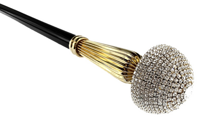 Luxurious Walking Stick – Handcrafted Italian Cane with Crystal Handle & Gold Plated Knob