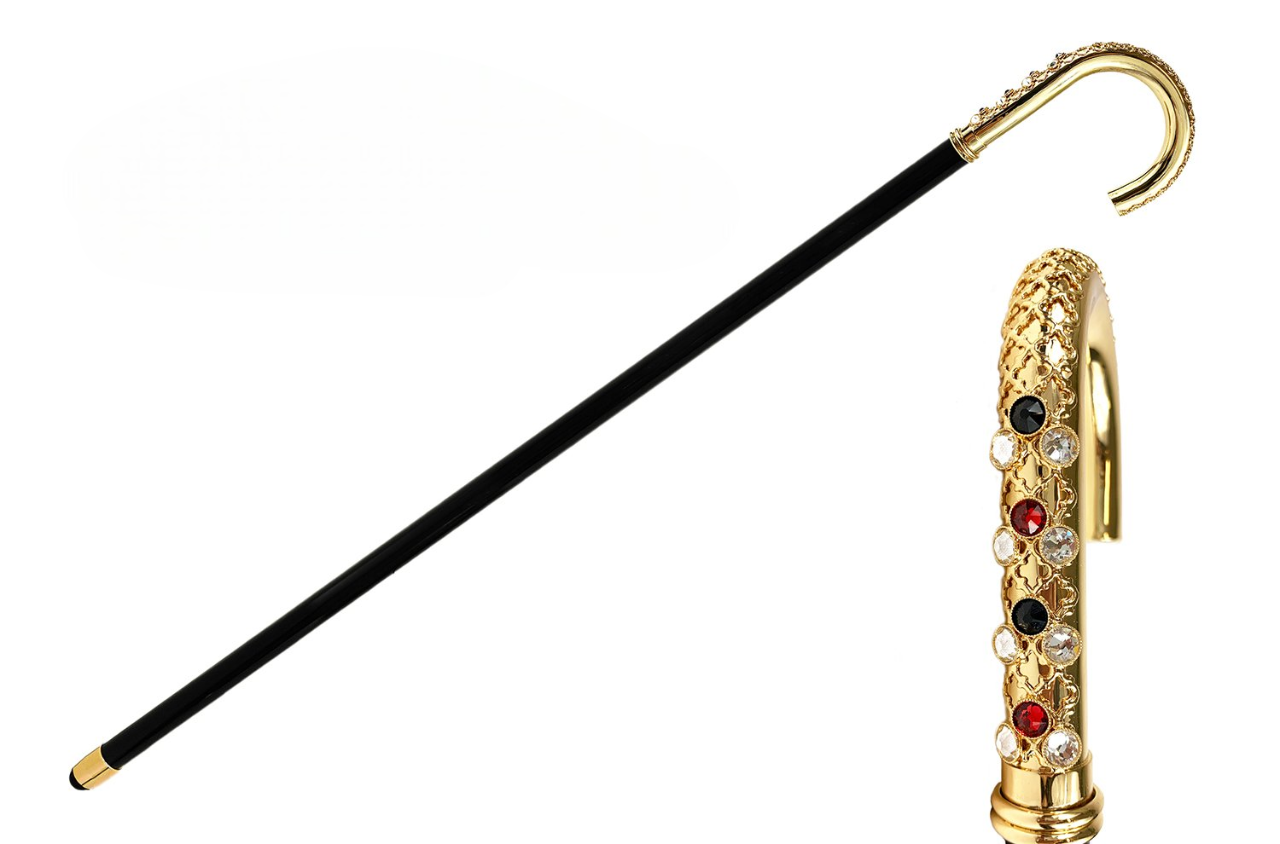 Gold Plated Cane – Handmade Italian Walking Stick with 24K Gold Handle & Swarovski