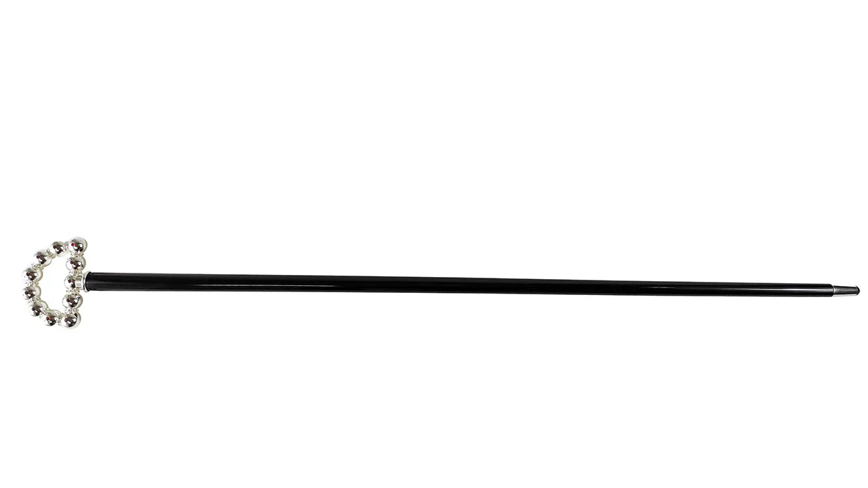 Luxury Walking Cane – Silver-Plated 925 Handle with Red Crystal Sphere, Elegant Accessory