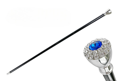 Elegant Walking Stick – Handcrafted Silver-Plated Cane with Crystal Embellishments