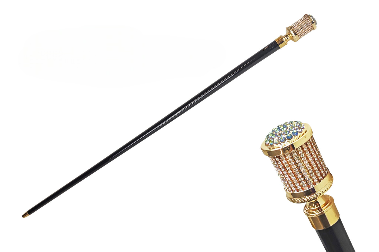 Elegant Walking Stick – Handcrafted Italian Cane with 24K Gold Handle & Crystals