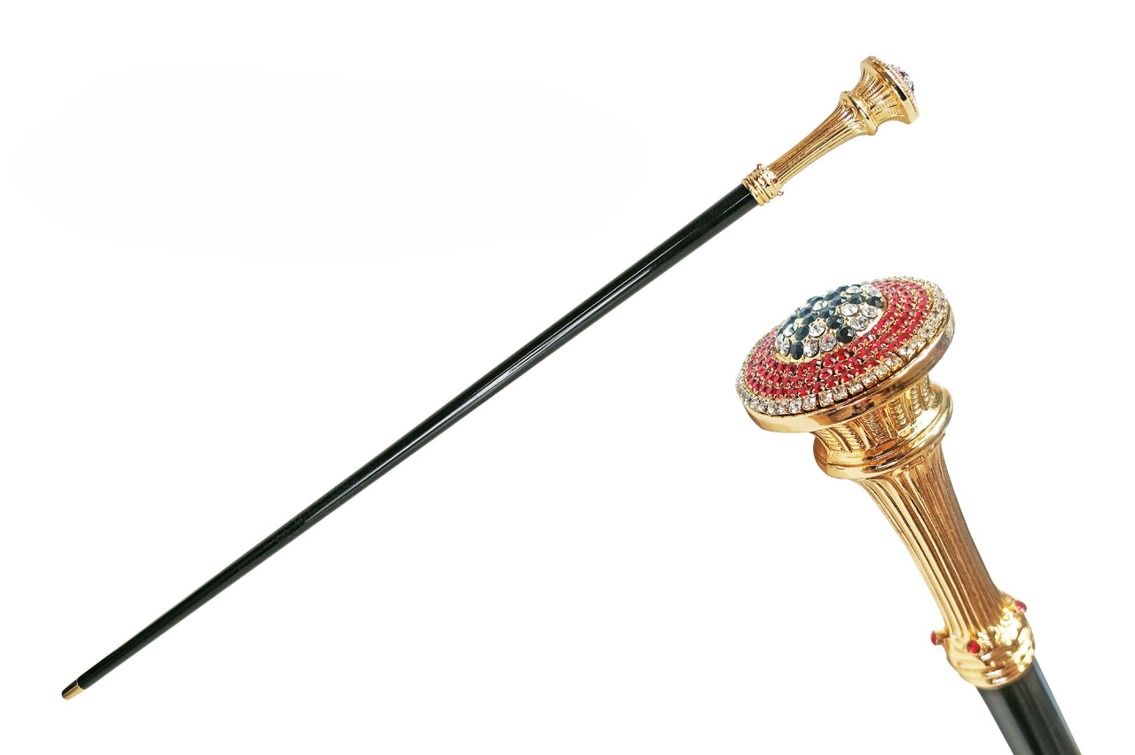 Luxury Italian Walking Stick – Handcrafted Black Beech Wood Cane with Crystal Handle