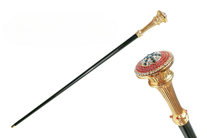 Luxury Italian Walking Stick – Handcrafted Black Beech Wood Cane with Crystal Handle