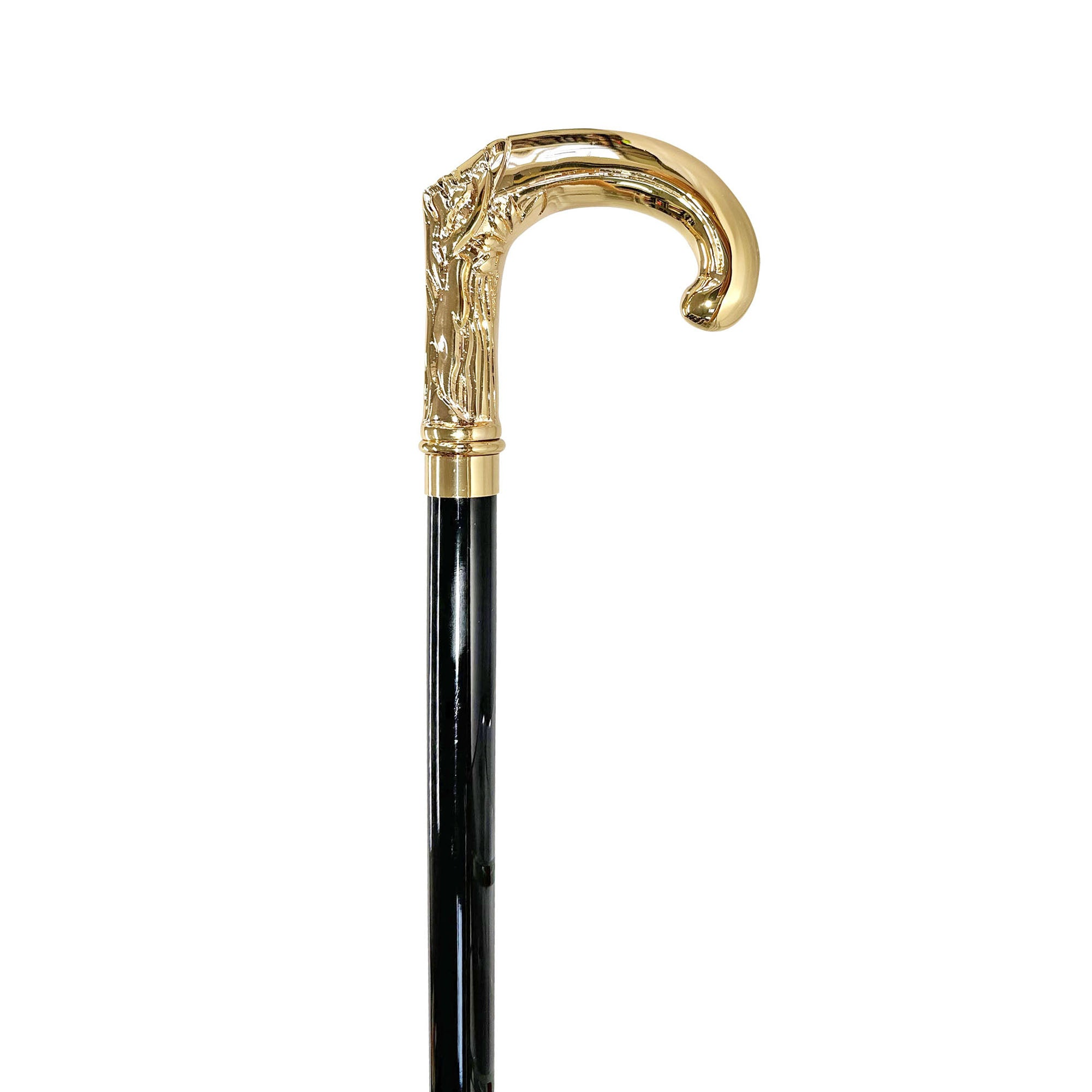 Luxury Walking Stick – Handcrafted 24K Gold-Plated Designer Cane With Black Beechwood Shaft
