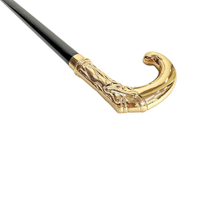 Luxury Walking Stick – Handcrafted 24K Gold-Plated Designer Cane With Black Beechwood Shaft