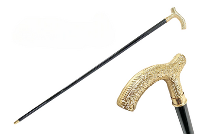 Gold Plated Walking Stick – Handmade Italian Cane with 24K Gold Handle & Black Beechwood Shaft