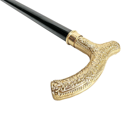 Gold Plated Walking Stick – Handmade Italian Cane with 24K Gold Handle & Black Beechwood Shaft