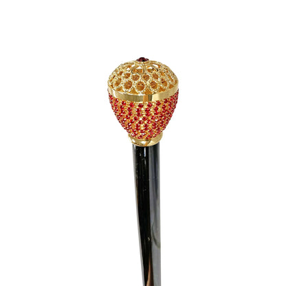Luxury Walking Cane – 24K Gold Handle with Sapphire Crystals | Elegant Men's Accessory