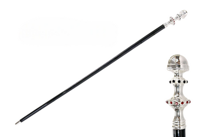 Luxury Italian Walking Cane – Handcrafted Silver-Plated Cane Handle with Crystals
