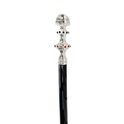 Luxury Italian Walking Cane – Handcrafted Silver-Plated Cane Handle with Crystals