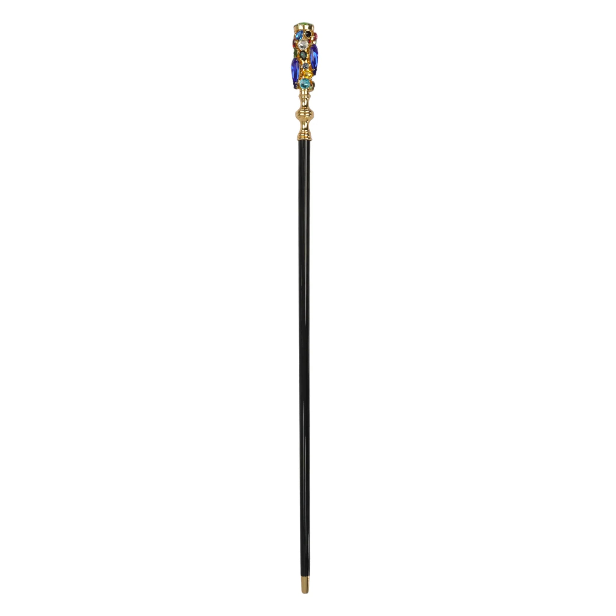 24K Gold Walking Cane – Handmade Italian Luxury Cane with Crystal Handle & Black Beech Wood