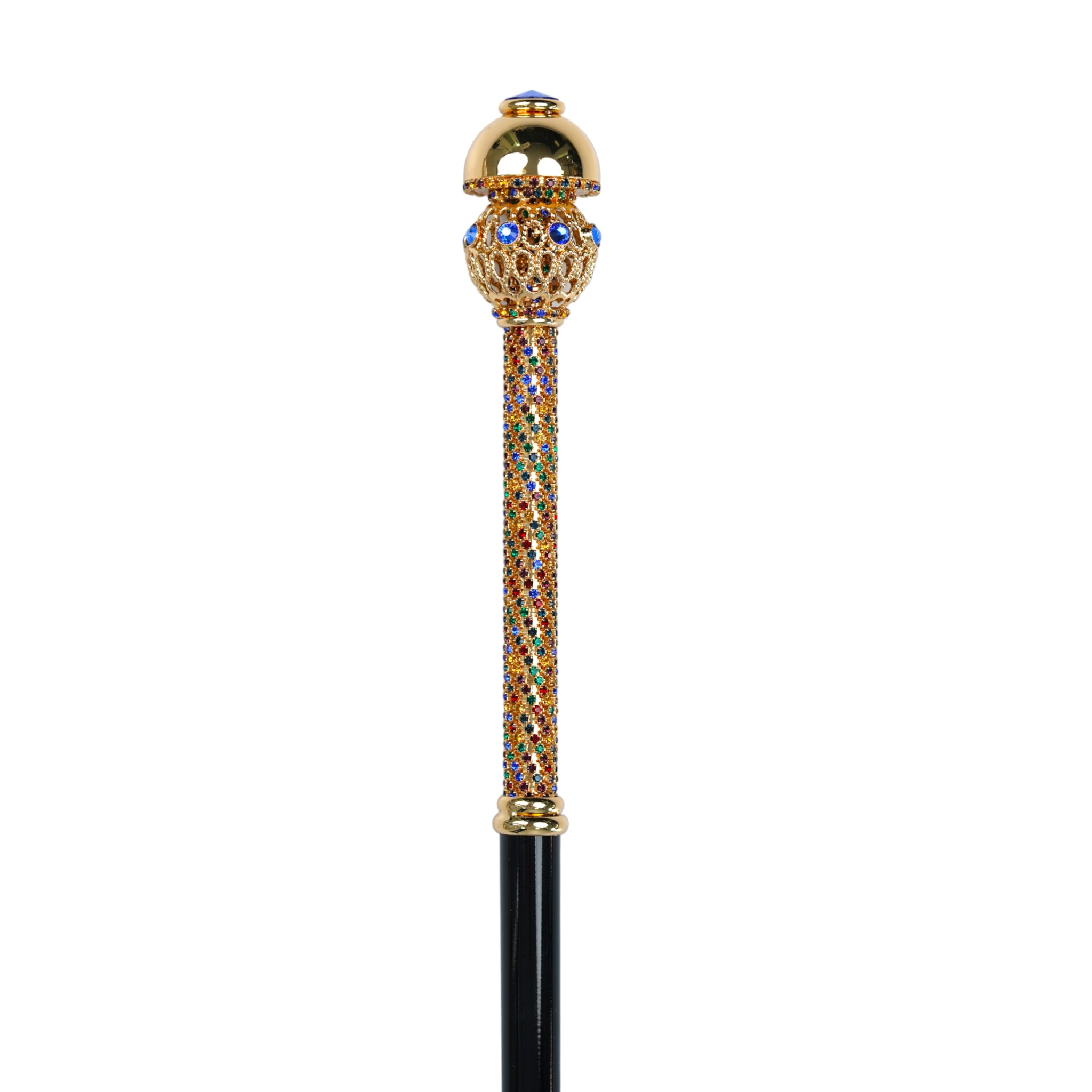Gold Plated Walking Cane – Designer 24K Gold Handle with Crystal Adornments