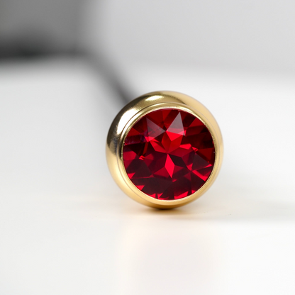 Luxury Walking Cane – Handcrafted Italian 24K Gold-Plated Red Crystal Handle