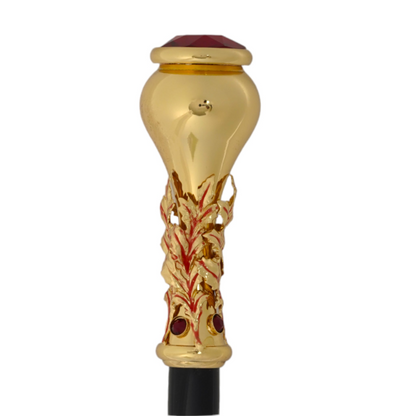 Luxury Walking Cane – Handcrafted Italian 24K Gold-Plated Red Crystal Handle