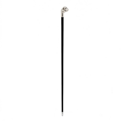 Silver Bulldog Walking Cane – Luxury Handmade Italian Polished Wood Designer Cane