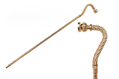Luxury Walking Cane – Italian Crystal Encrusted Cane with Gold Plated Shaft