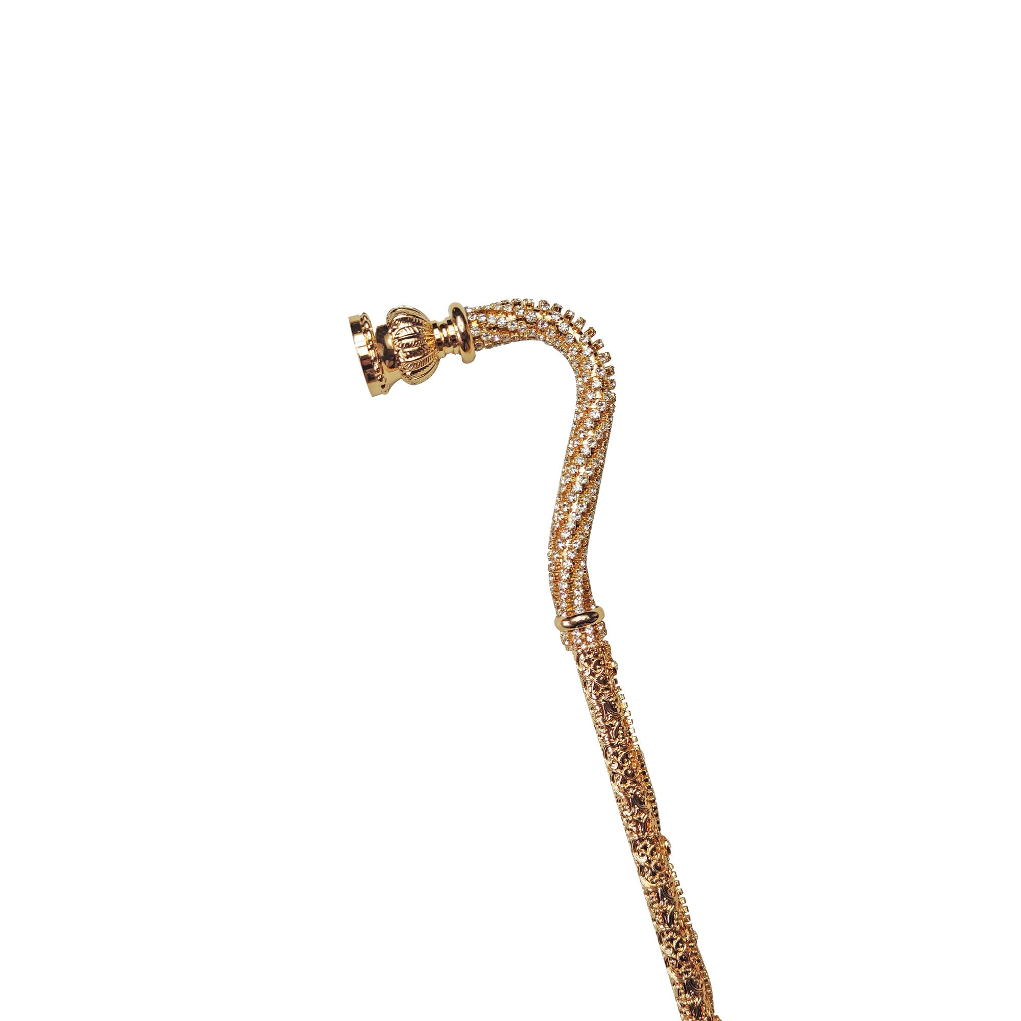 Luxury Walking Cane – Italian Crystal Encrusted Cane with Gold Plated Shaft