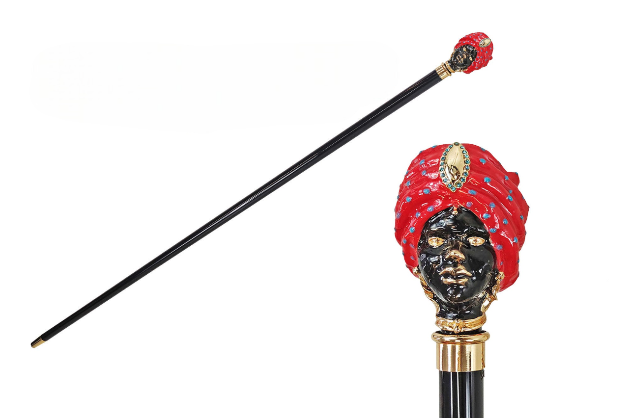 Colorful Walking Stick – Designer Handcrafted Cane with 24K Gold Handle