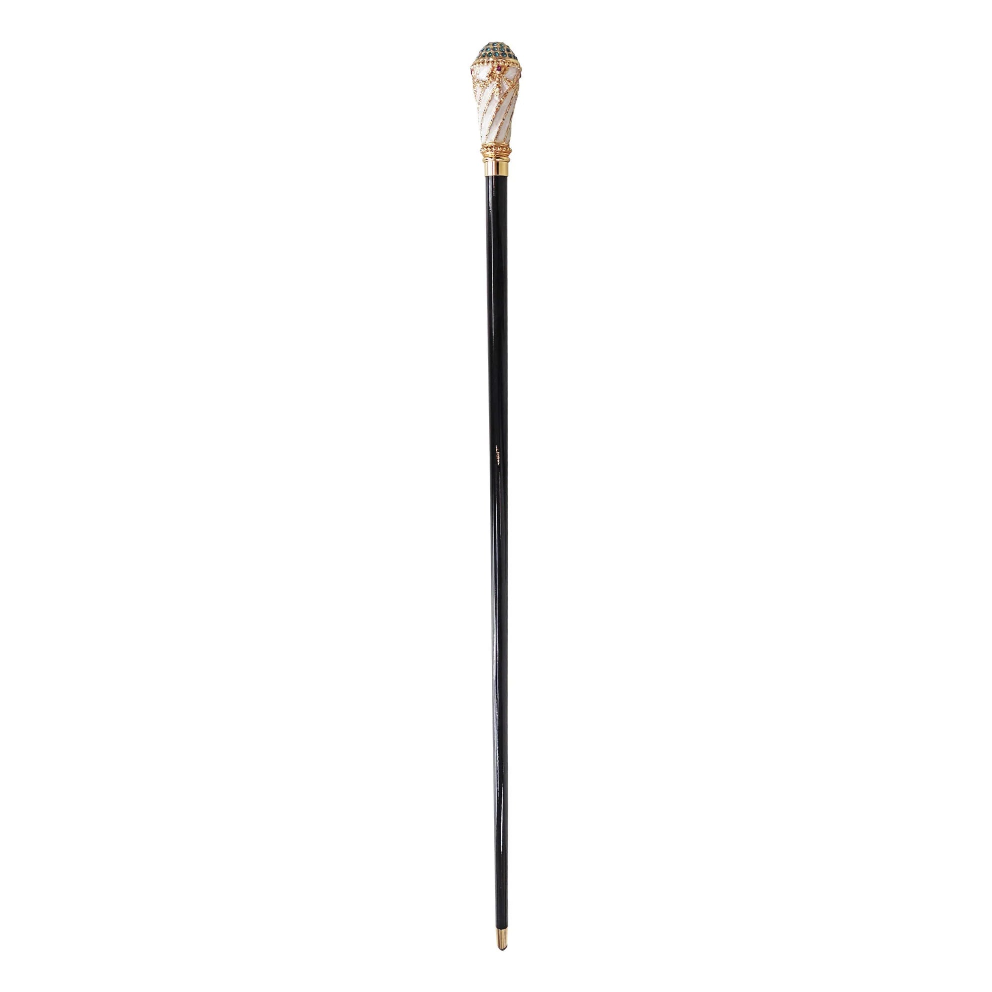Luxury Gold Walking Cane – Hand-Painted Art Cane with Swarovski Crystals & Black Beech Wood