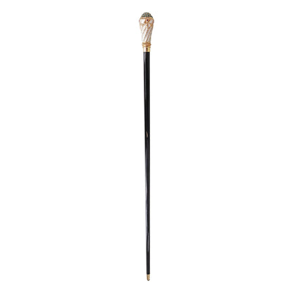 Luxury Gold Walking Cane – Hand-Painted Art Cane with Swarovski Crystals & Black Beech Wood