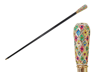 Luxury Walking Cane – Italian Handcrafted Cane with 24K Gold-Plated Handle & Swarovski Crystals