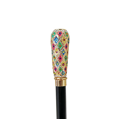 Luxury Walking Cane – Italian Handcrafted Cane with 24K Gold-Plated Handle & Swarovski Crystals