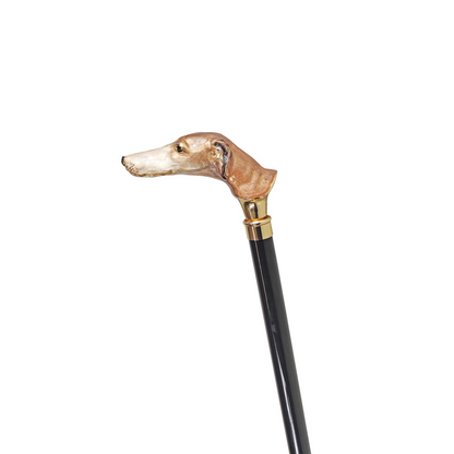 Hand-Enameled Walking Stick – Italian Luxury Greyhound Handle Cane with 24K Gold
